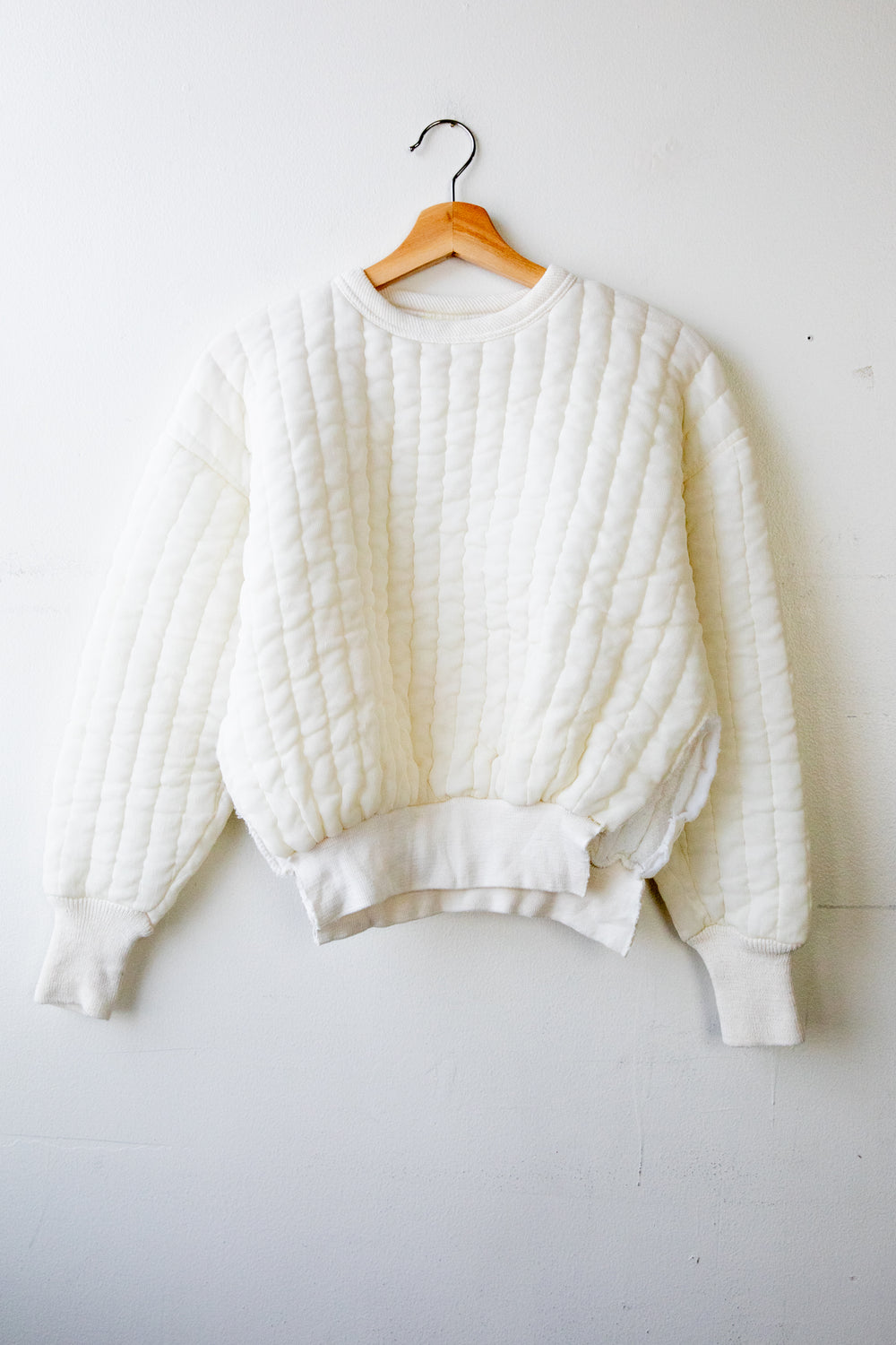 White Channeled Pullover