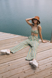 Green Stripe Terry Bra Top