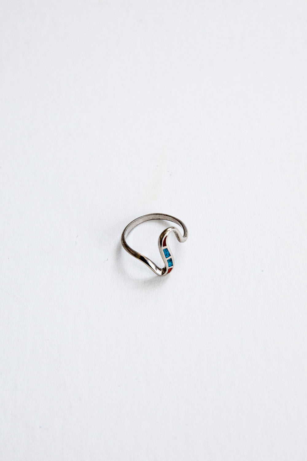 Turquoise + Coral Squiggle Ring