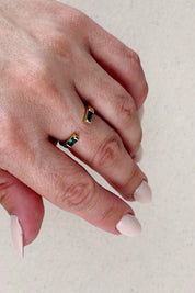 Gold Emerald Open Ring