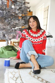 Festive Red Adornment Sweater