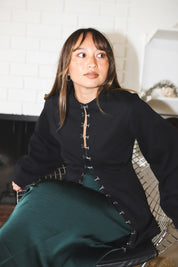 Black Pinch Waist Cardigan