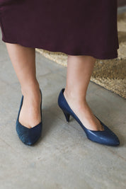 Navy Caressa Heel