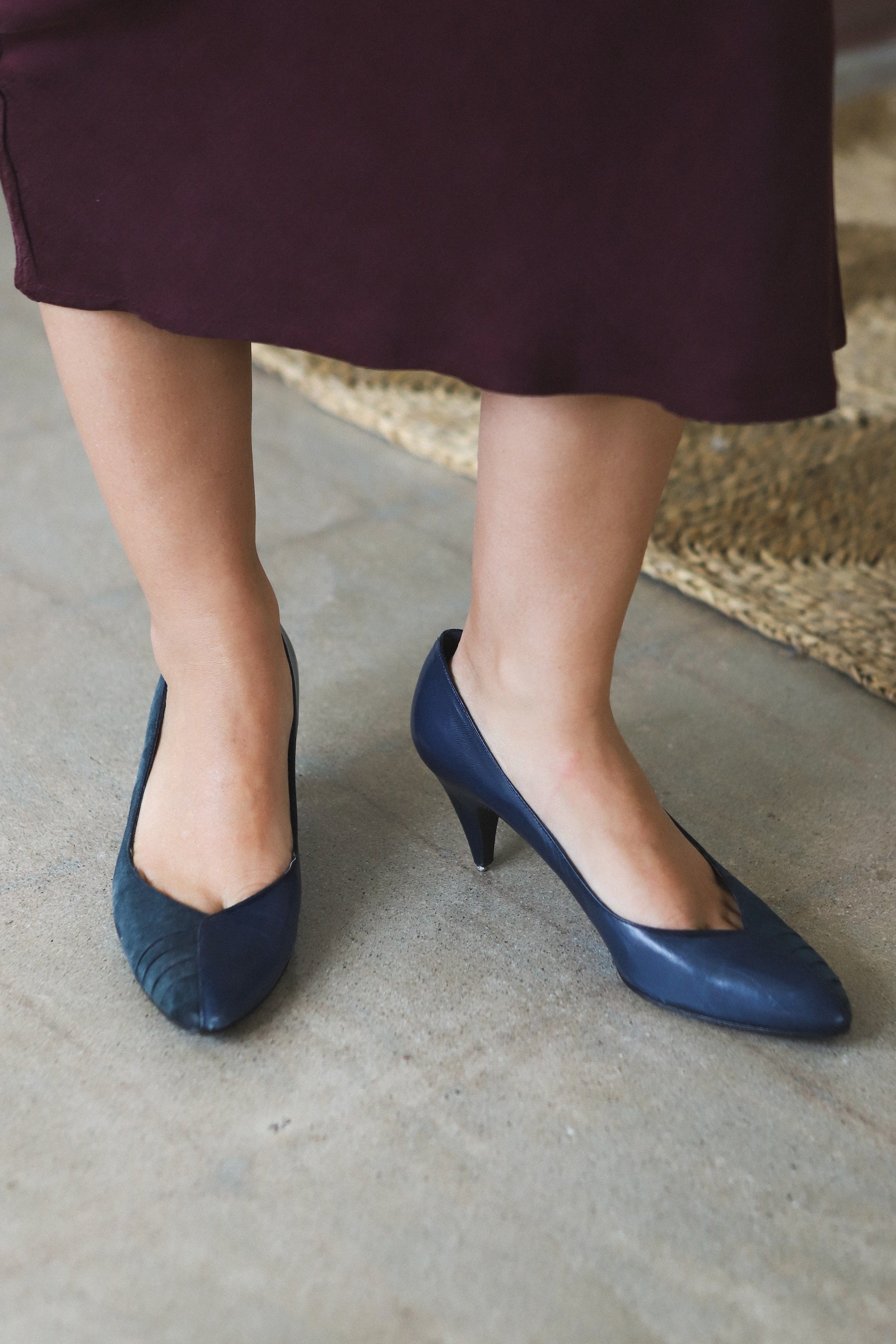 Navy Caressa Heel