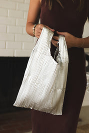 Chrome Metallic Pleated Baggu