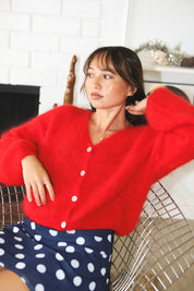 Lipstick Red Cornelia Cropped Cardigan