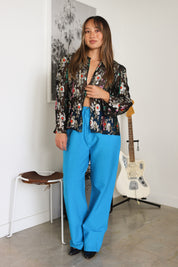 Turquoise Nubby Trouser