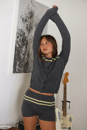 Charcoal Butter Stripe Shorts