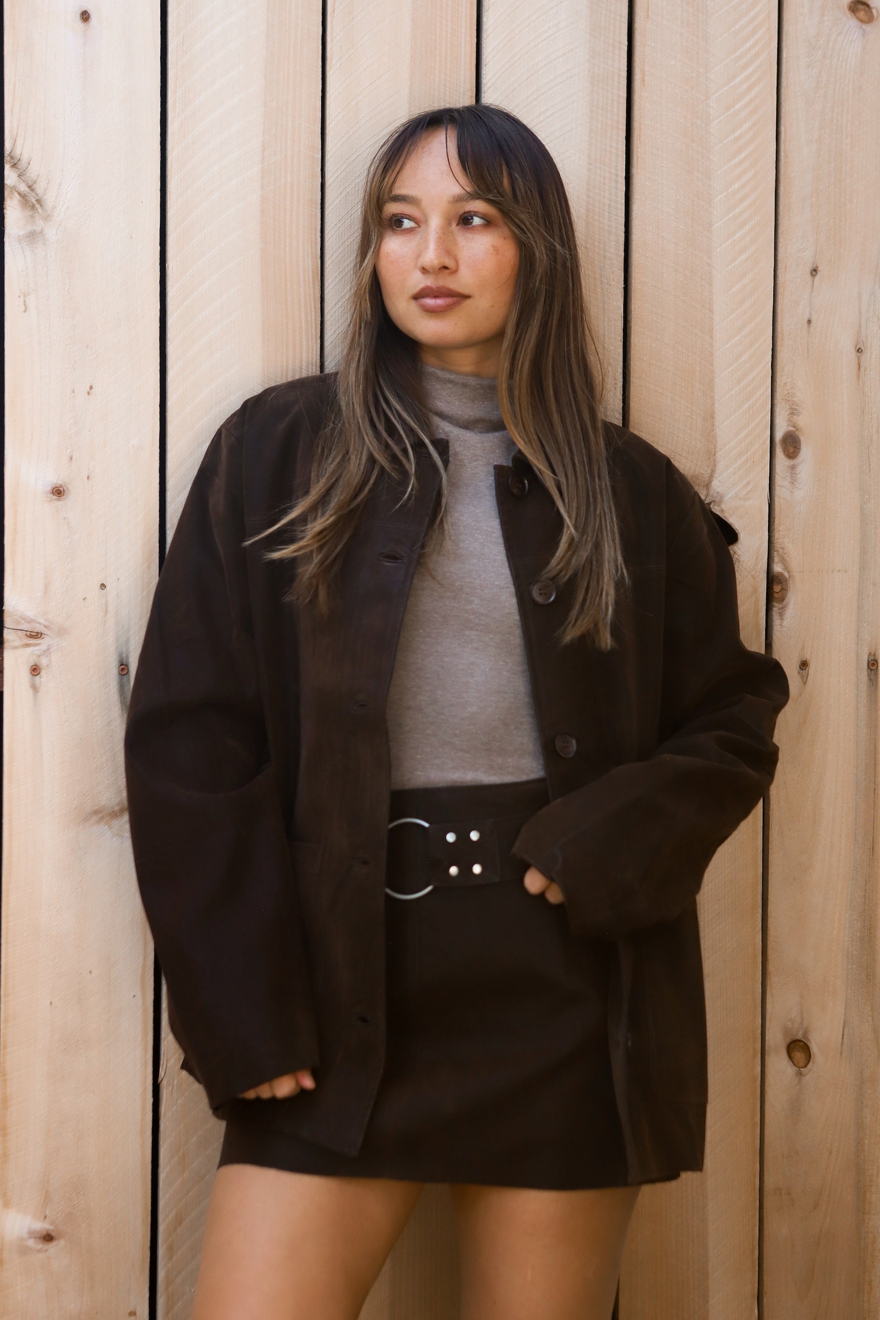 Brown Vegan Suede Kass Skirt