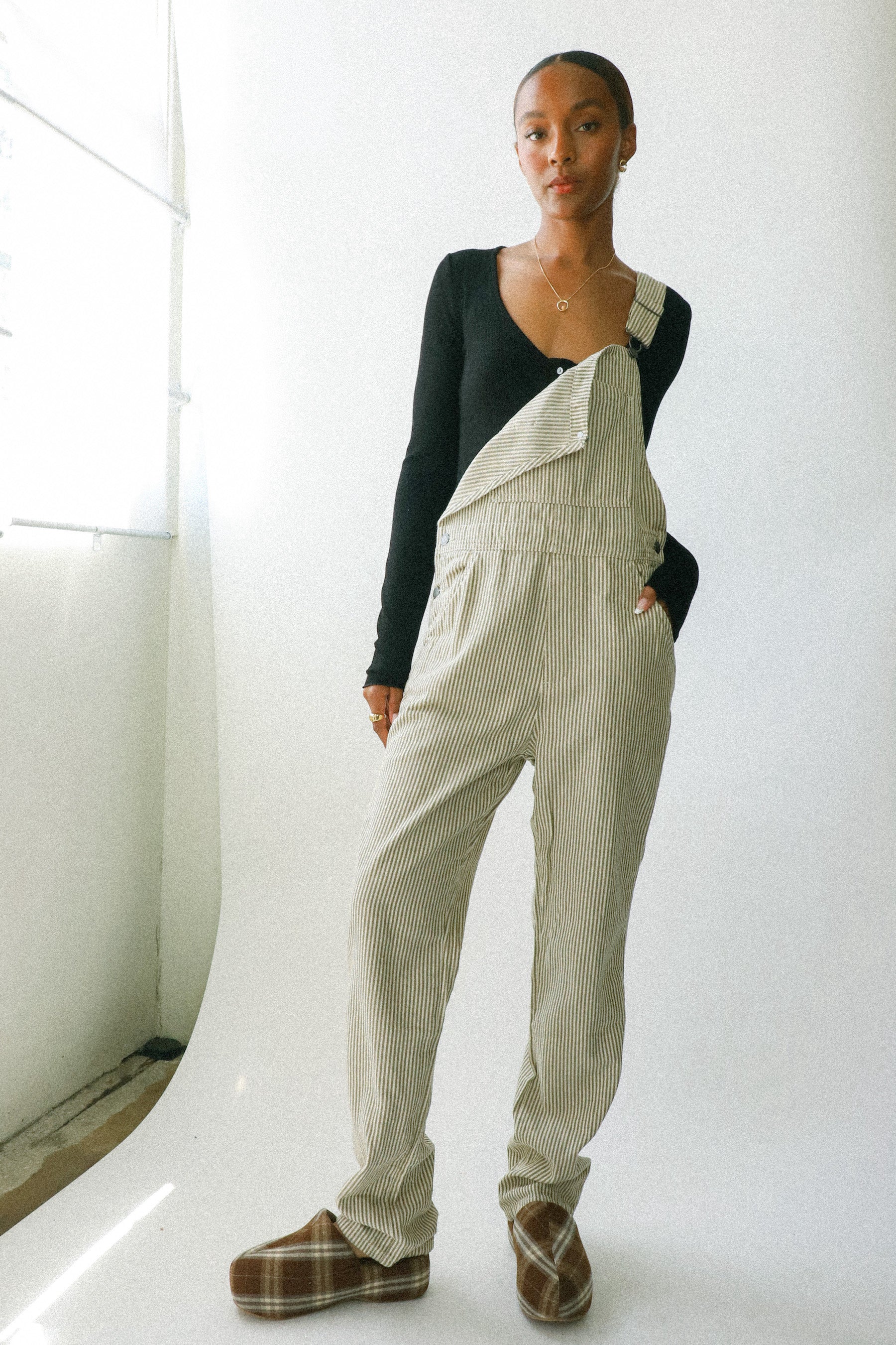 Imperial Green Hickory Stripe Overall – Prism Boutique