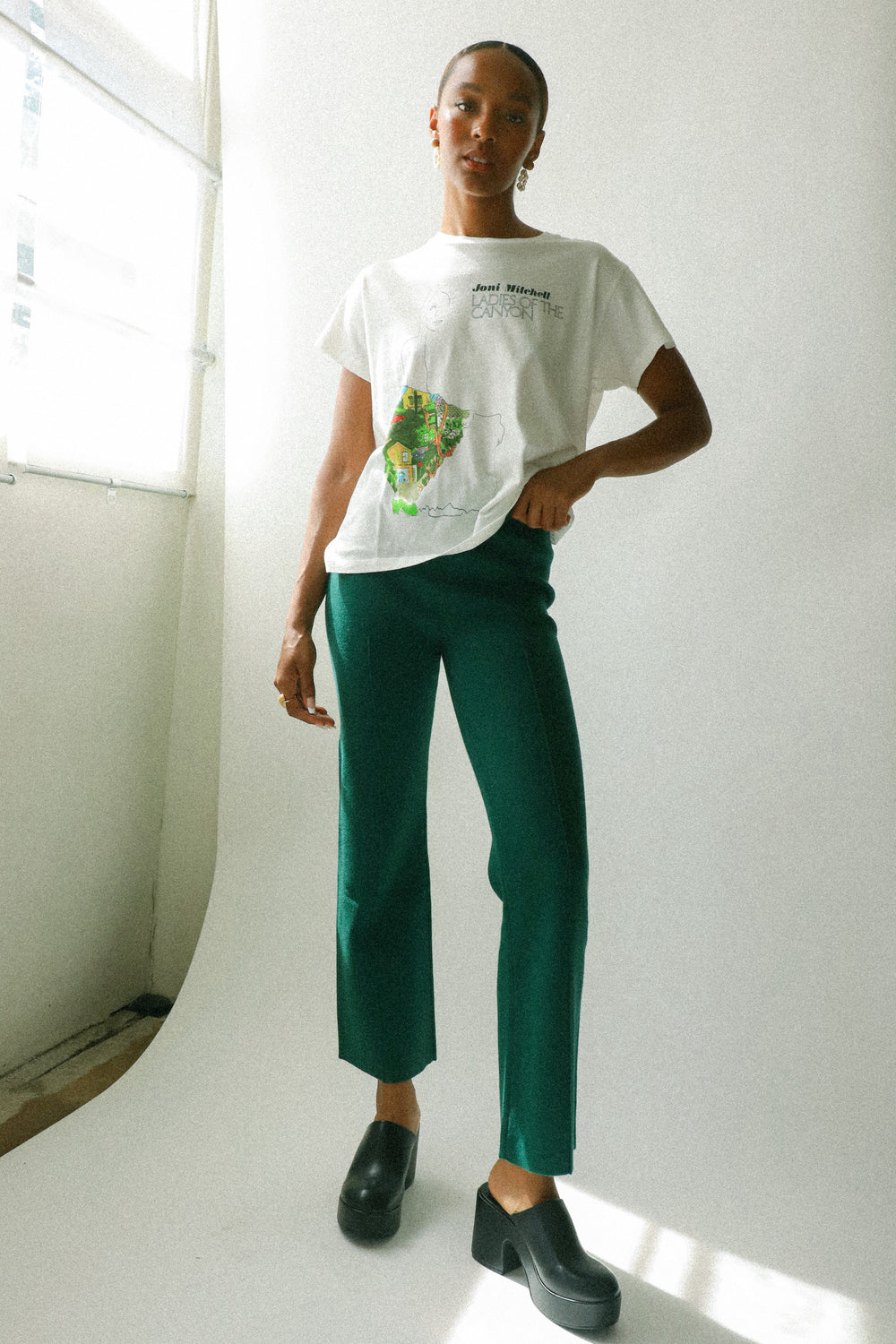 Hunter Green Knit Pintuck Pant