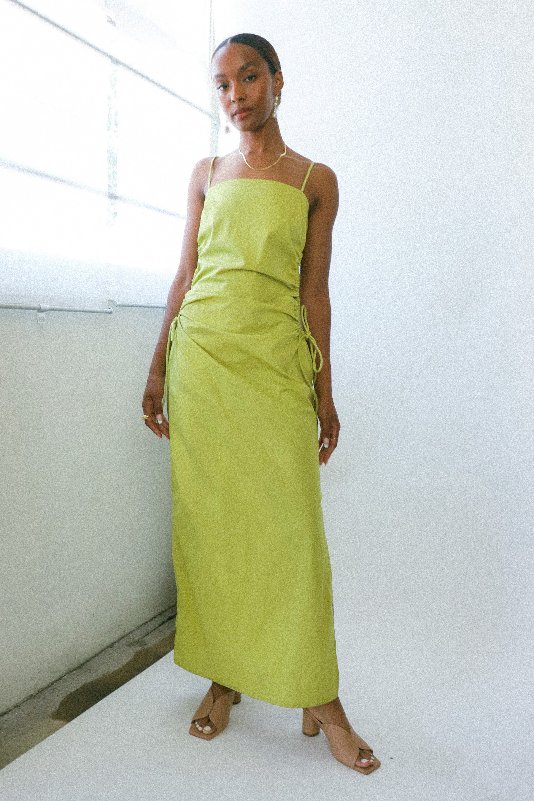 artichoke green dress Alaia Long Dress