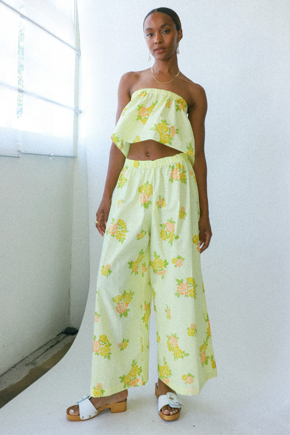 X PRISM Yellow Floral Strapless Top