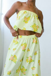 X PRISM Yellow Floral Strapless Top