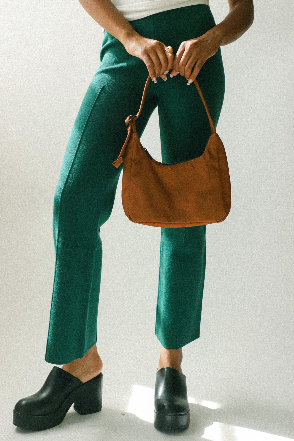 Hunter Green Knit Pintuck Pant