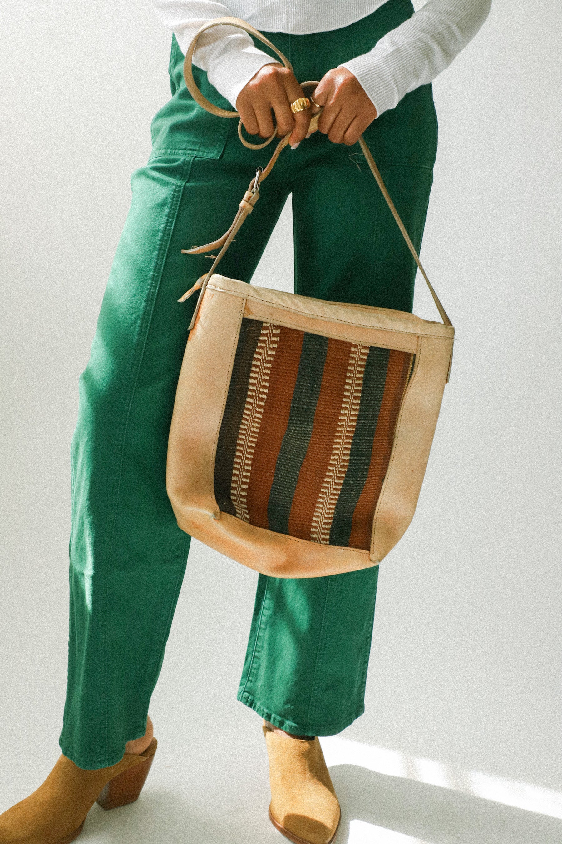 Leather + Woven Rug Crossbody