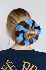 Blue Stripe Knitted Scrunchie