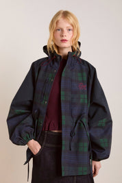 Navy Check Liu Raincoat