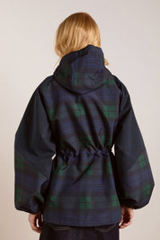 Navy Check Liu Raincoat
