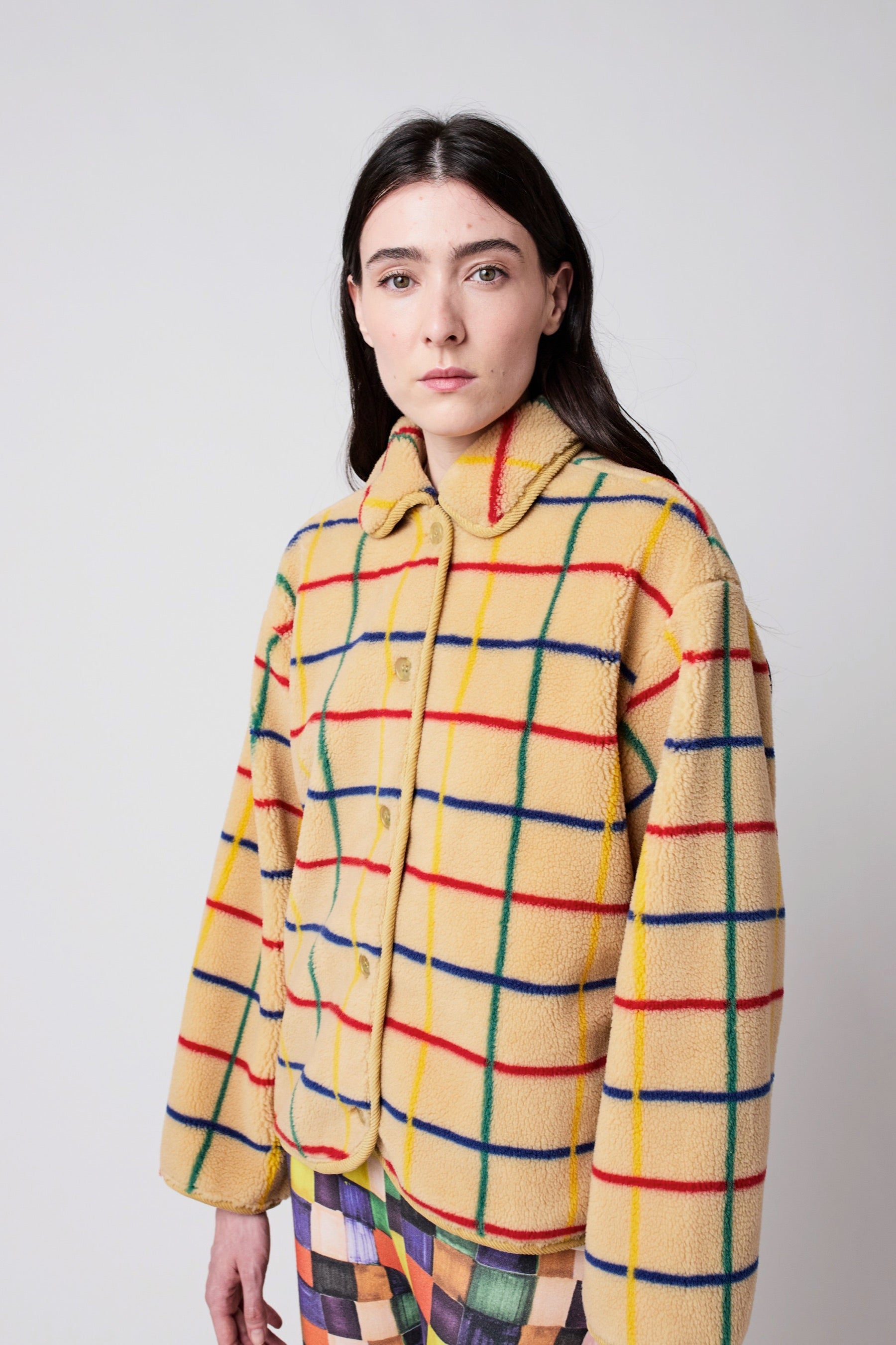 Color Striped Sherpa Jacket