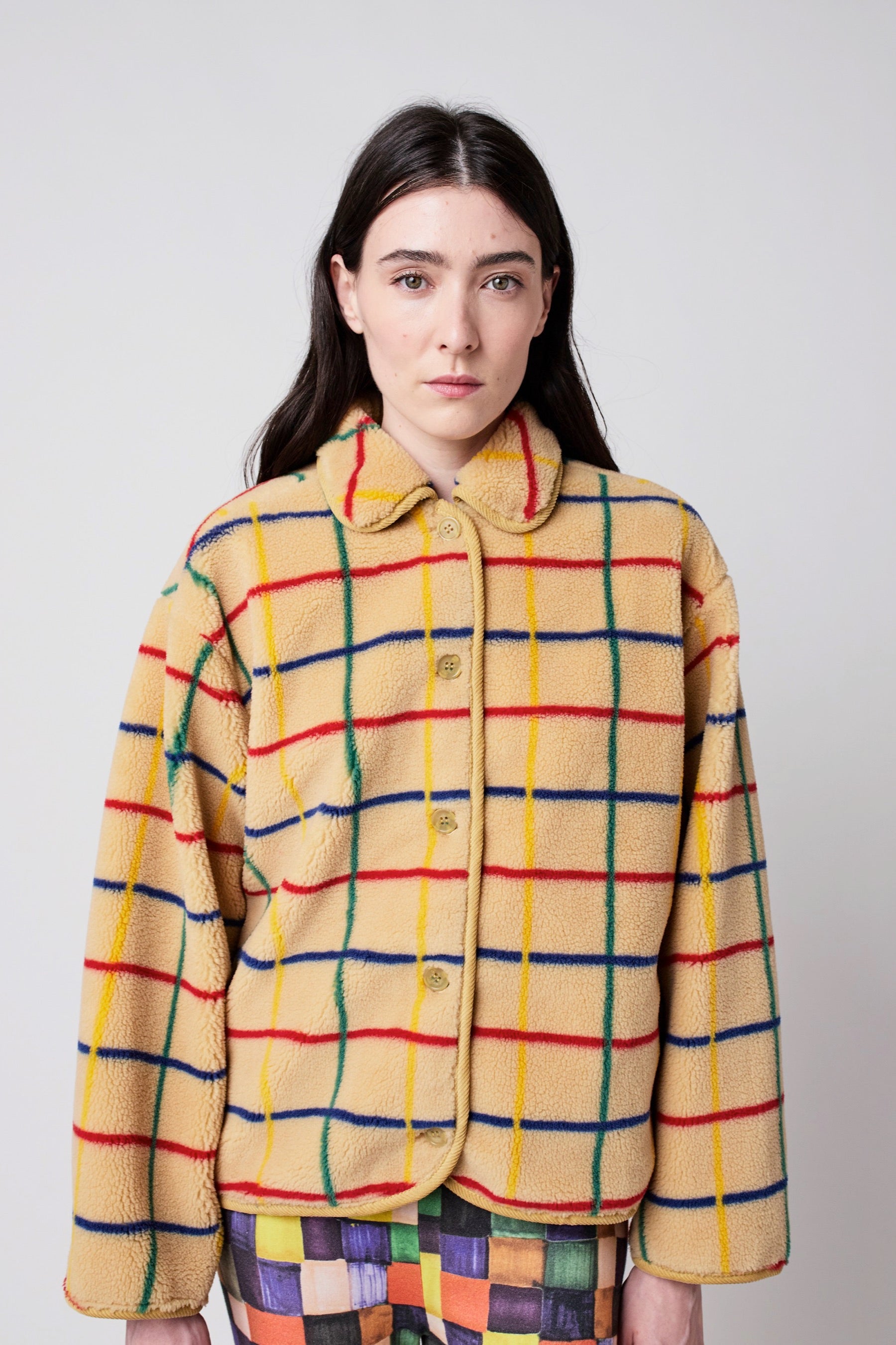 Color Striped Sherpa Jacket