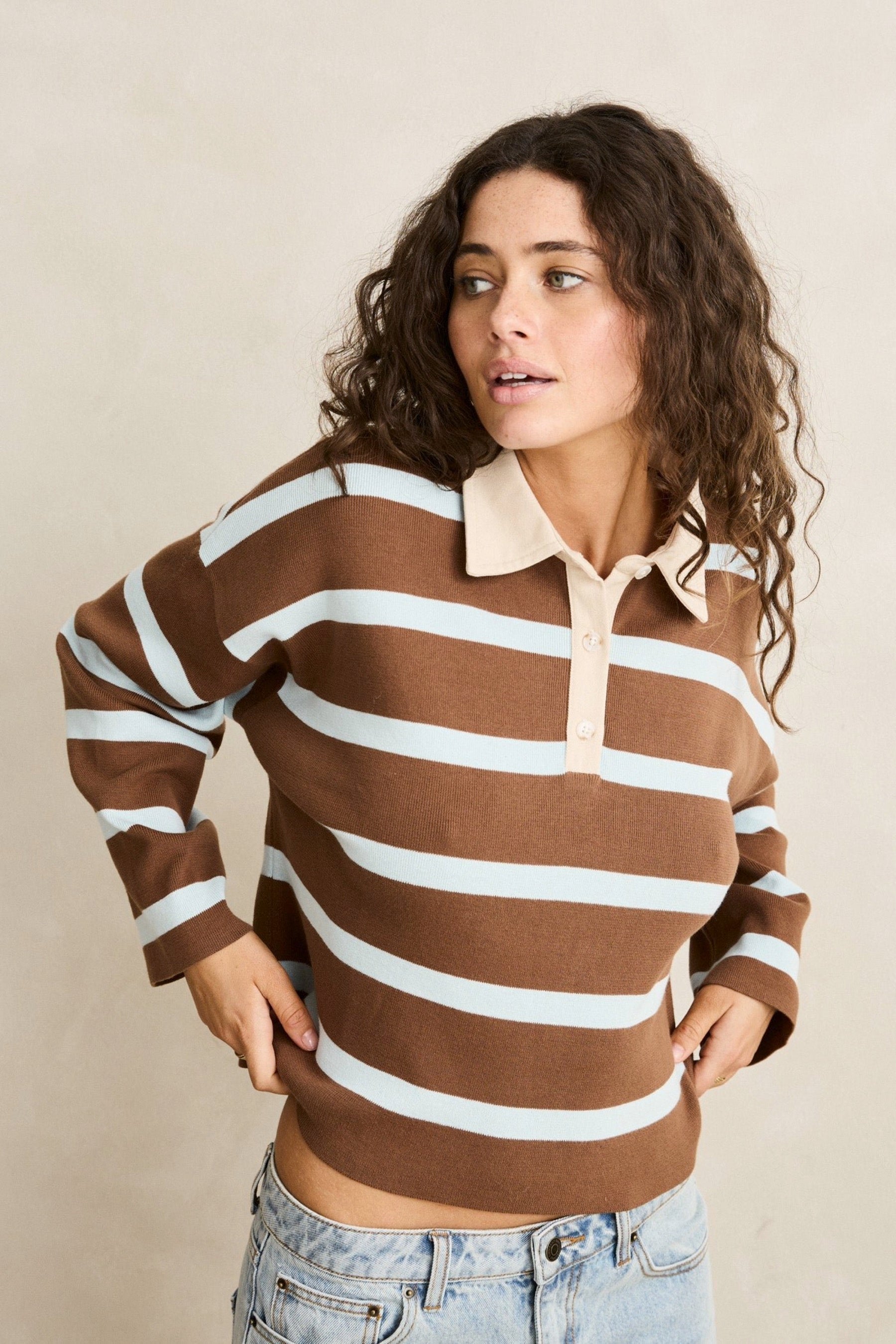Rugby Stripe Knit Polo
