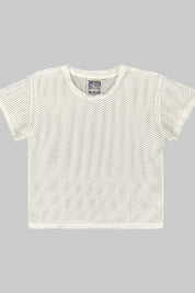 Washed White Carmen Mesh Tee