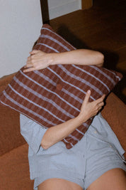 Mocha Lavender Check Amos Pillow