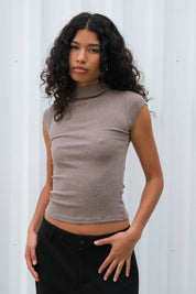 Walnut Gem Cap Sleeve Tee