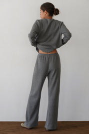 Charcoal Sweater Rib Simple Pant