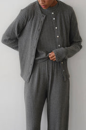 Charcoal Sweater Rib Cardi