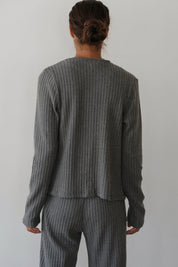 Charcoal Sweater Rib Cardi