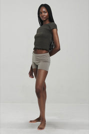 Olive Green Back Low-Cut Top