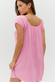 Sunset Pink Bo Silk Dress