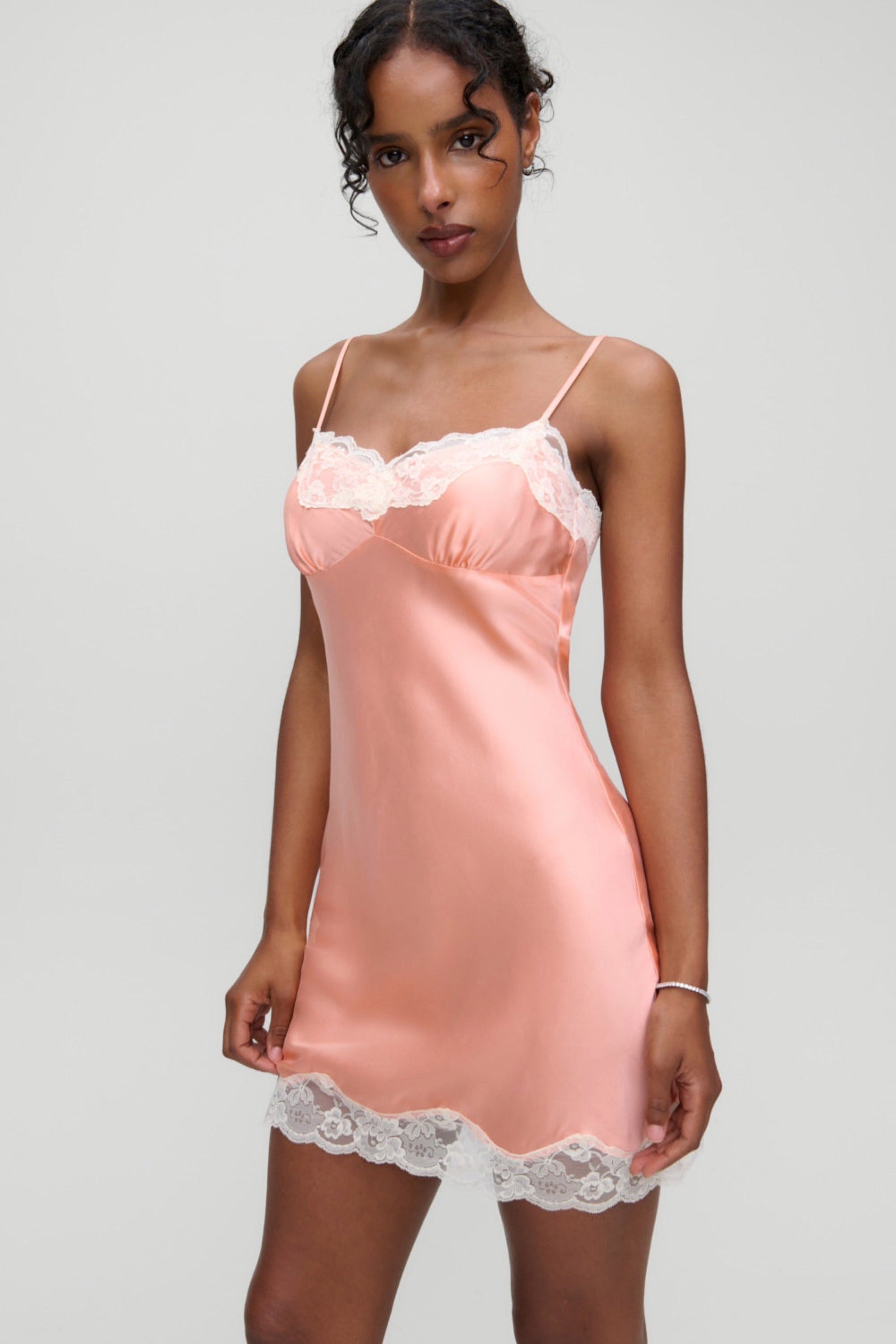 Sunrise Peach Silk Liz Mini Dress