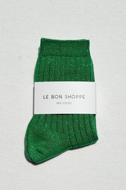 Emerald Glitter Lurex Her Socks