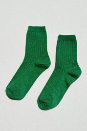 Emerald Glitter Lurex Her Socks