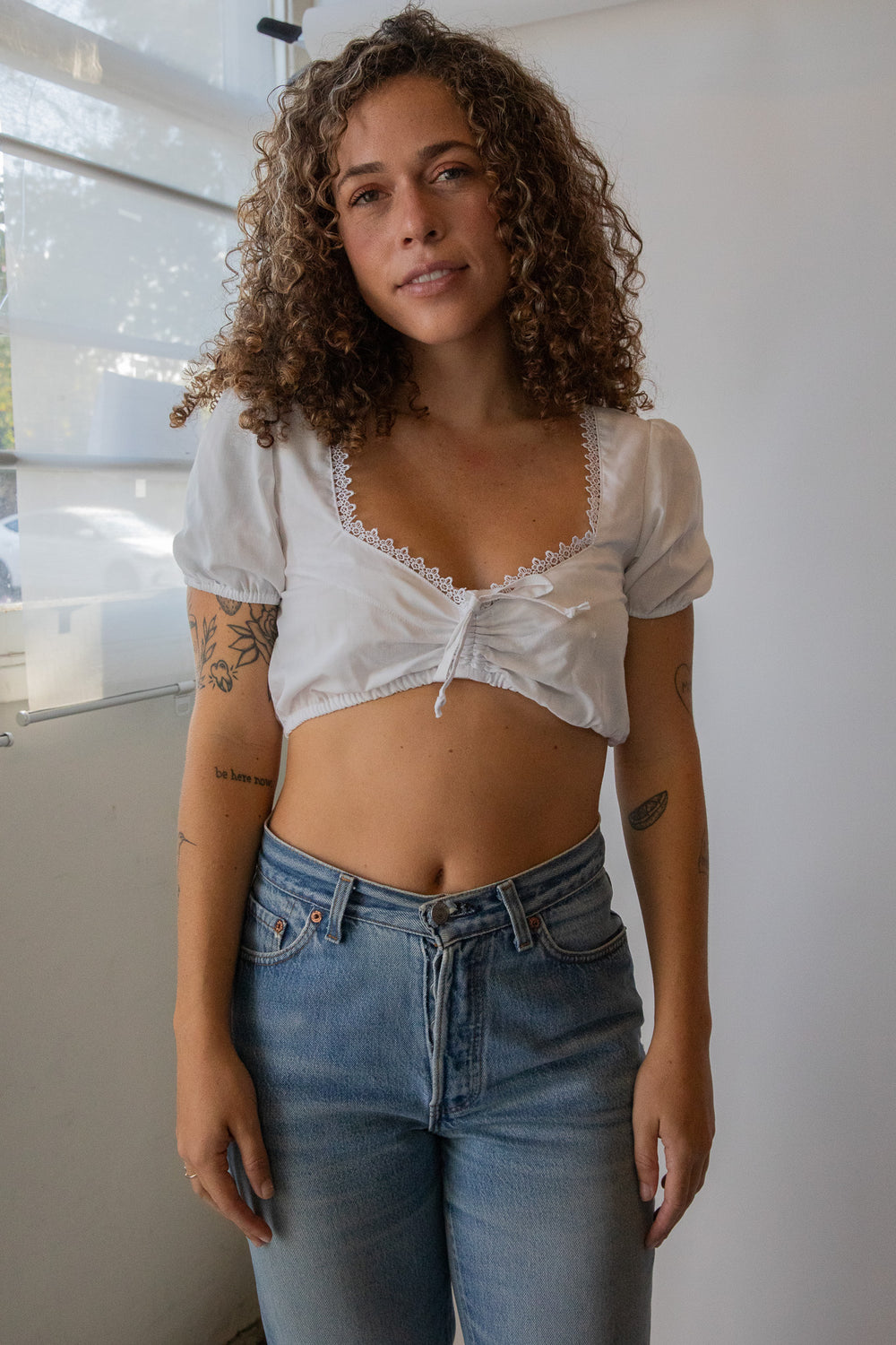 White Meadow Crop Top