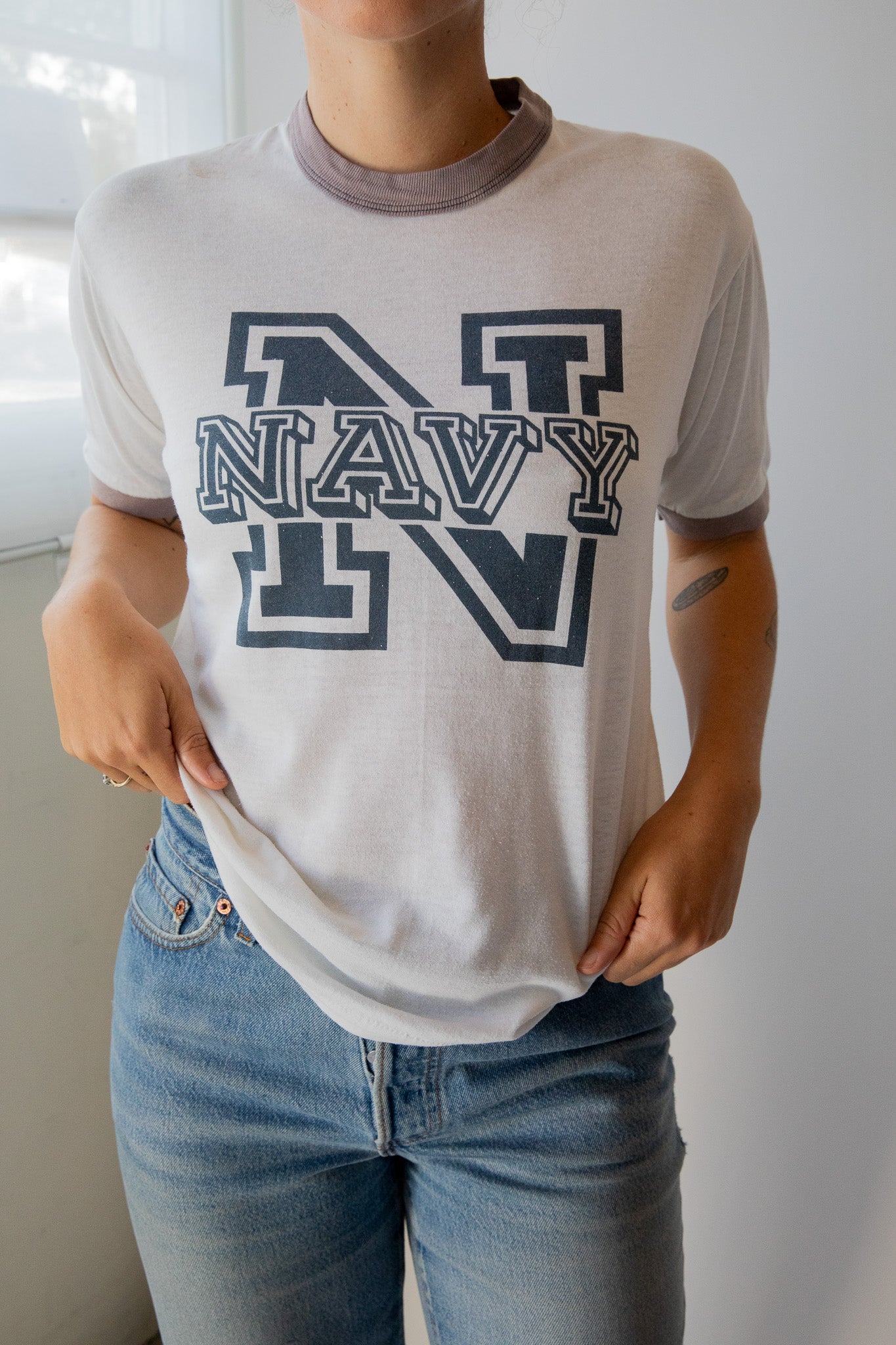 Navy Ringer Tee