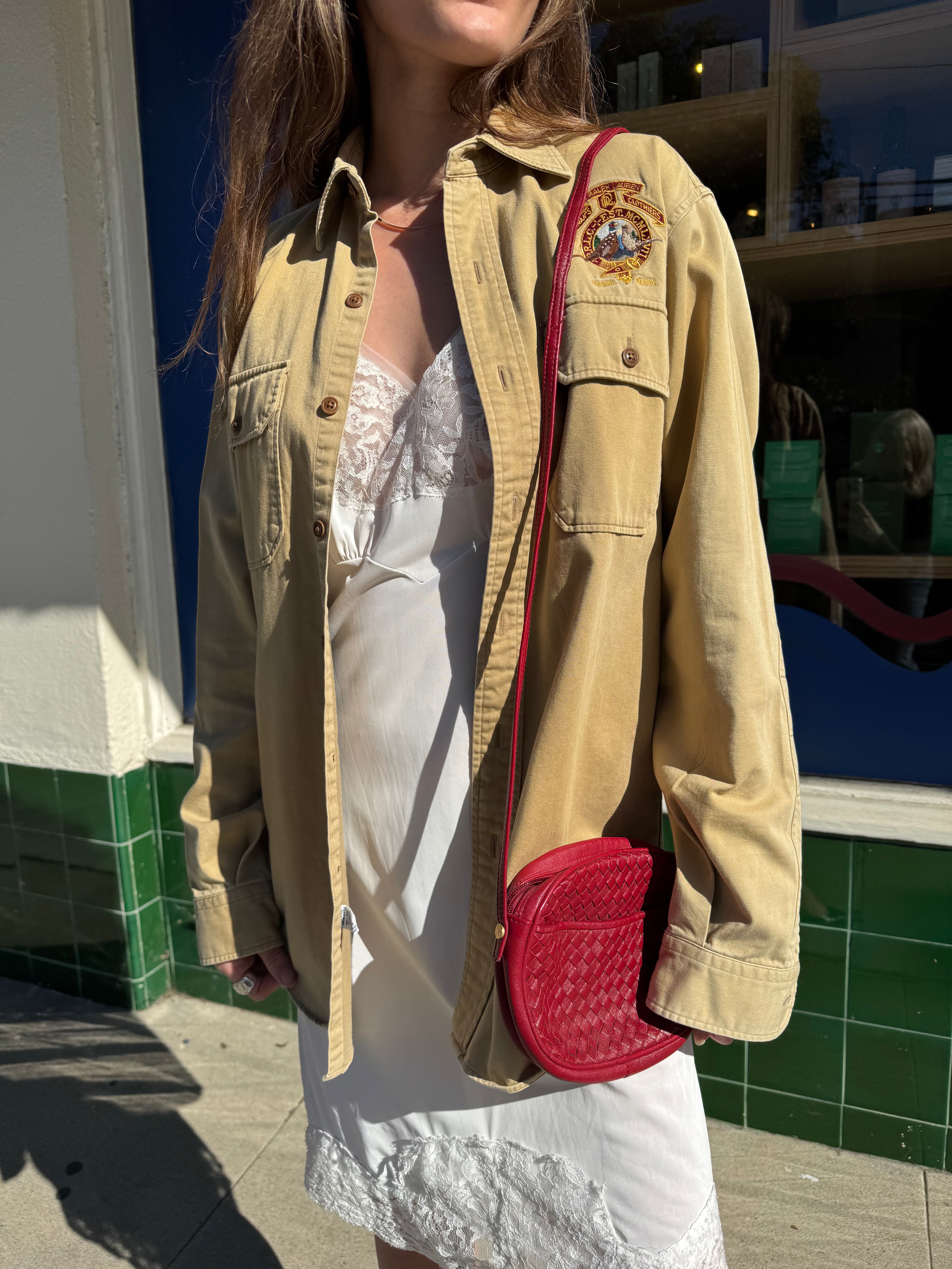 Red Woven Leather Bag