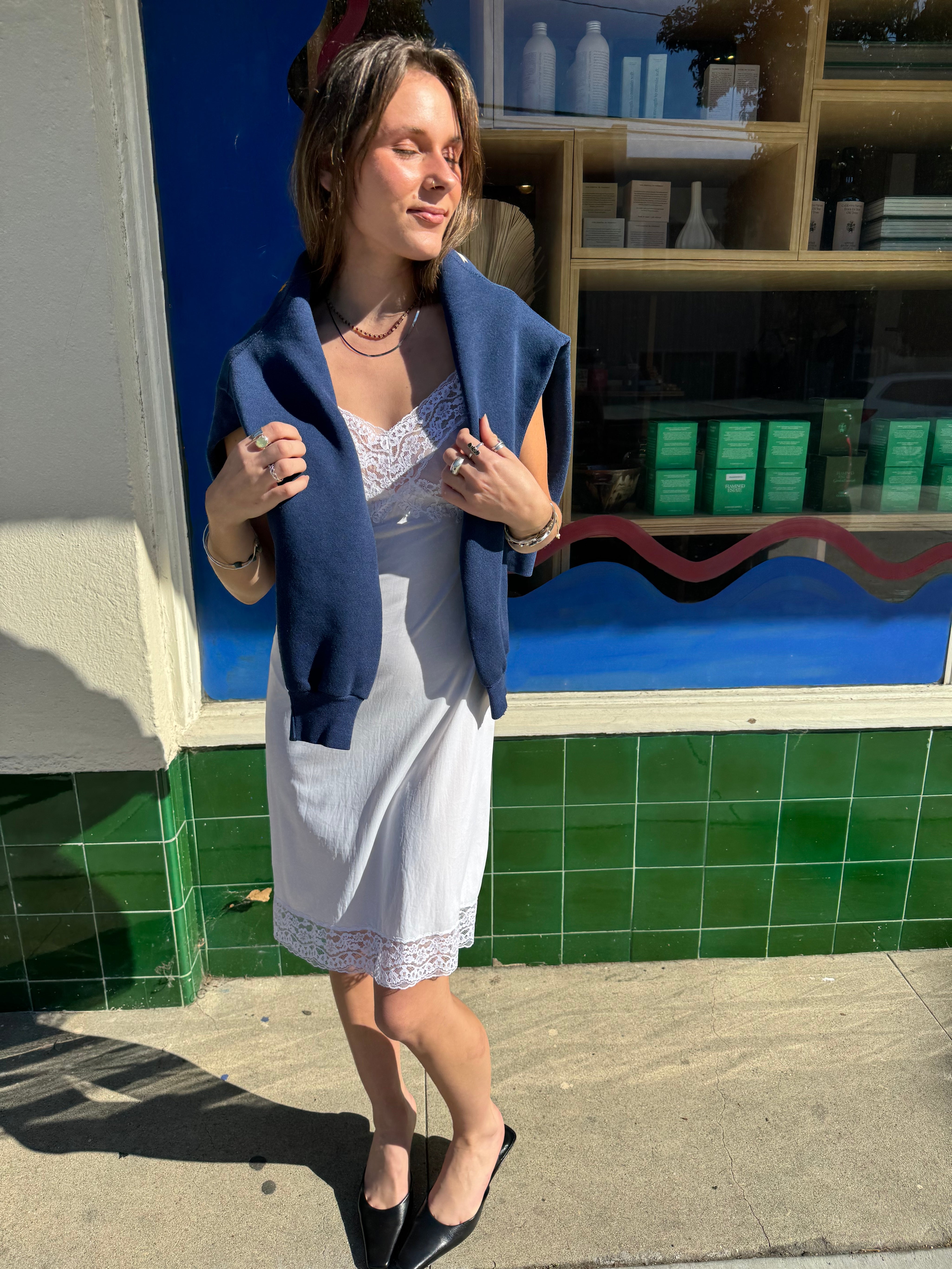 White Vassarette Lace Slip