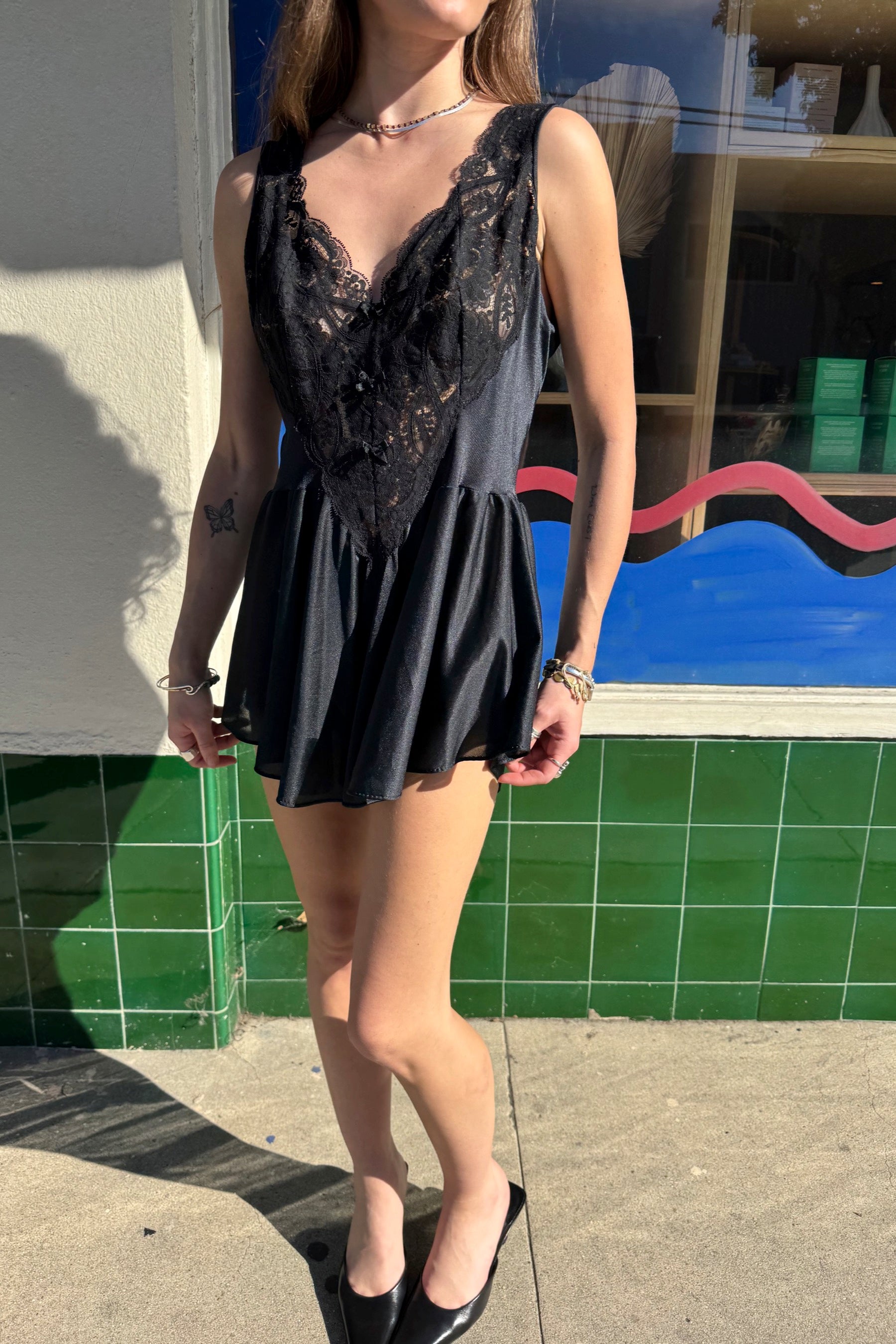 mini black lace slip dress boohoo Women's Satin Lace Cowl Neck Mini Slip Dress