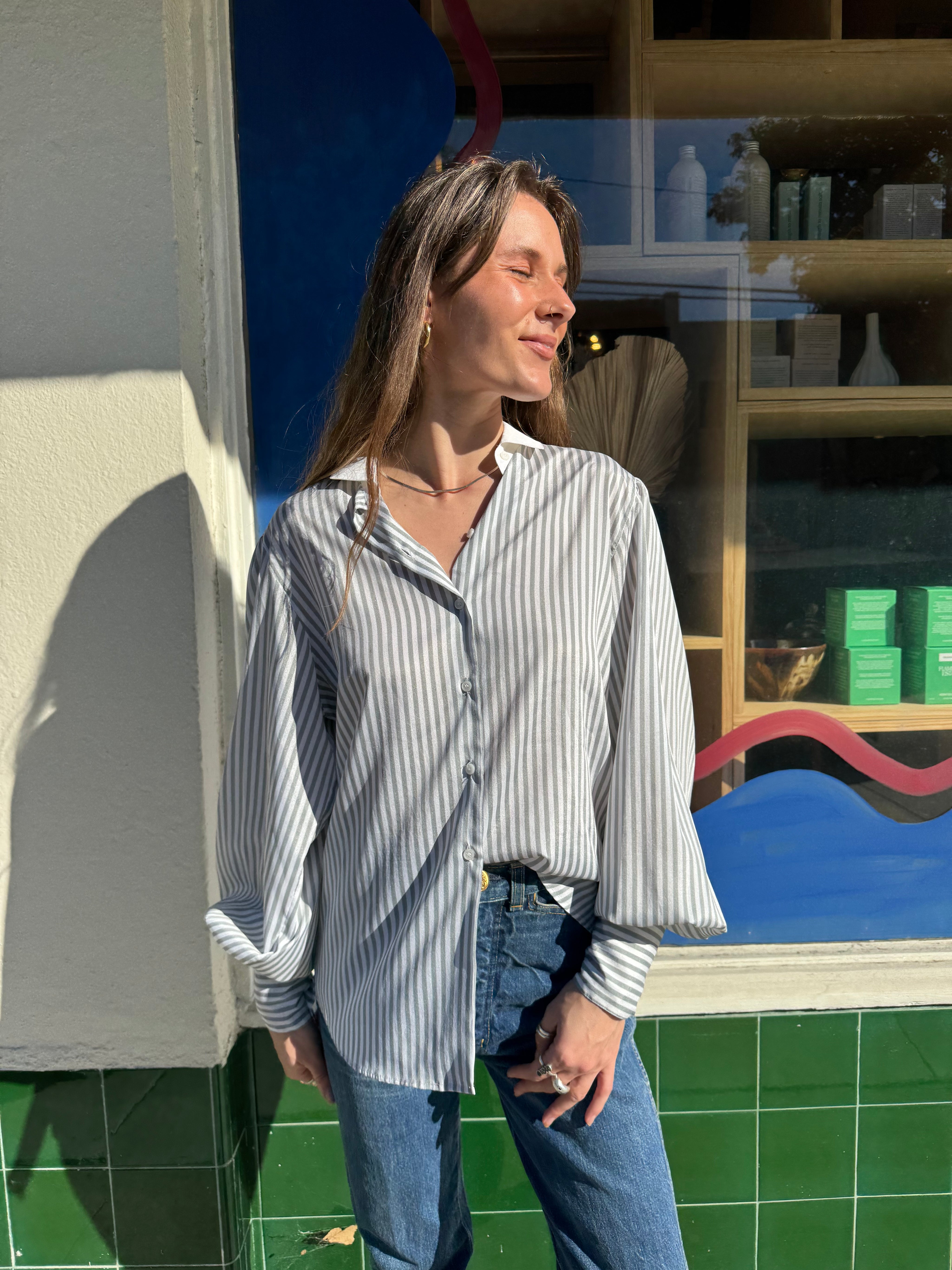 Grey Stripe Saks Shirt