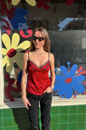 Burgundy + Black Lace Cami