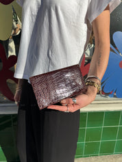 Burgundy Croc Leather Wallet