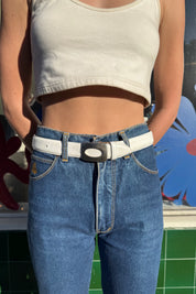 White Longchamp Belt