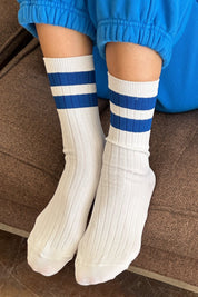 White Blue Varsity Her Socks