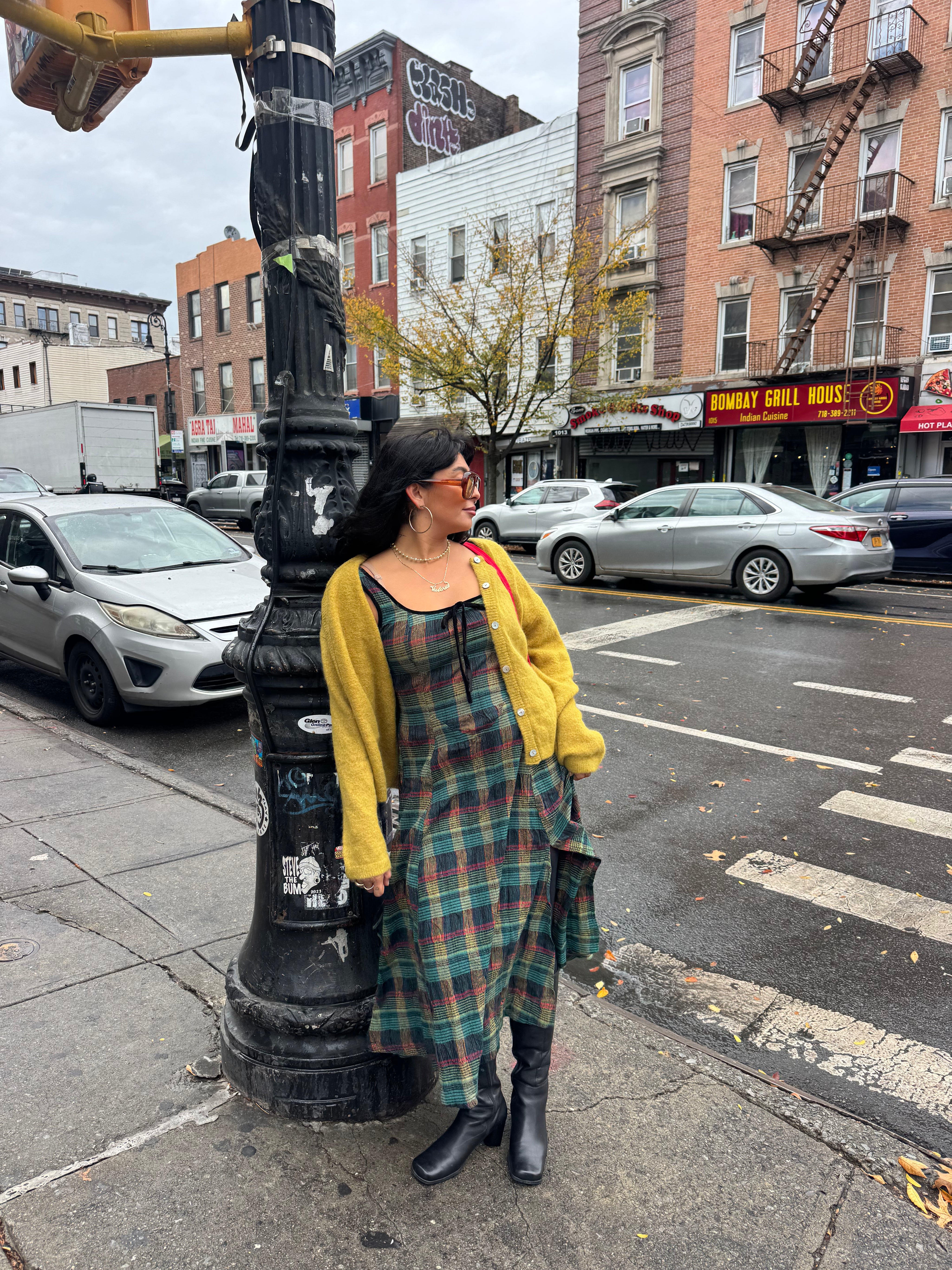 Freya Plaid Midi Dress