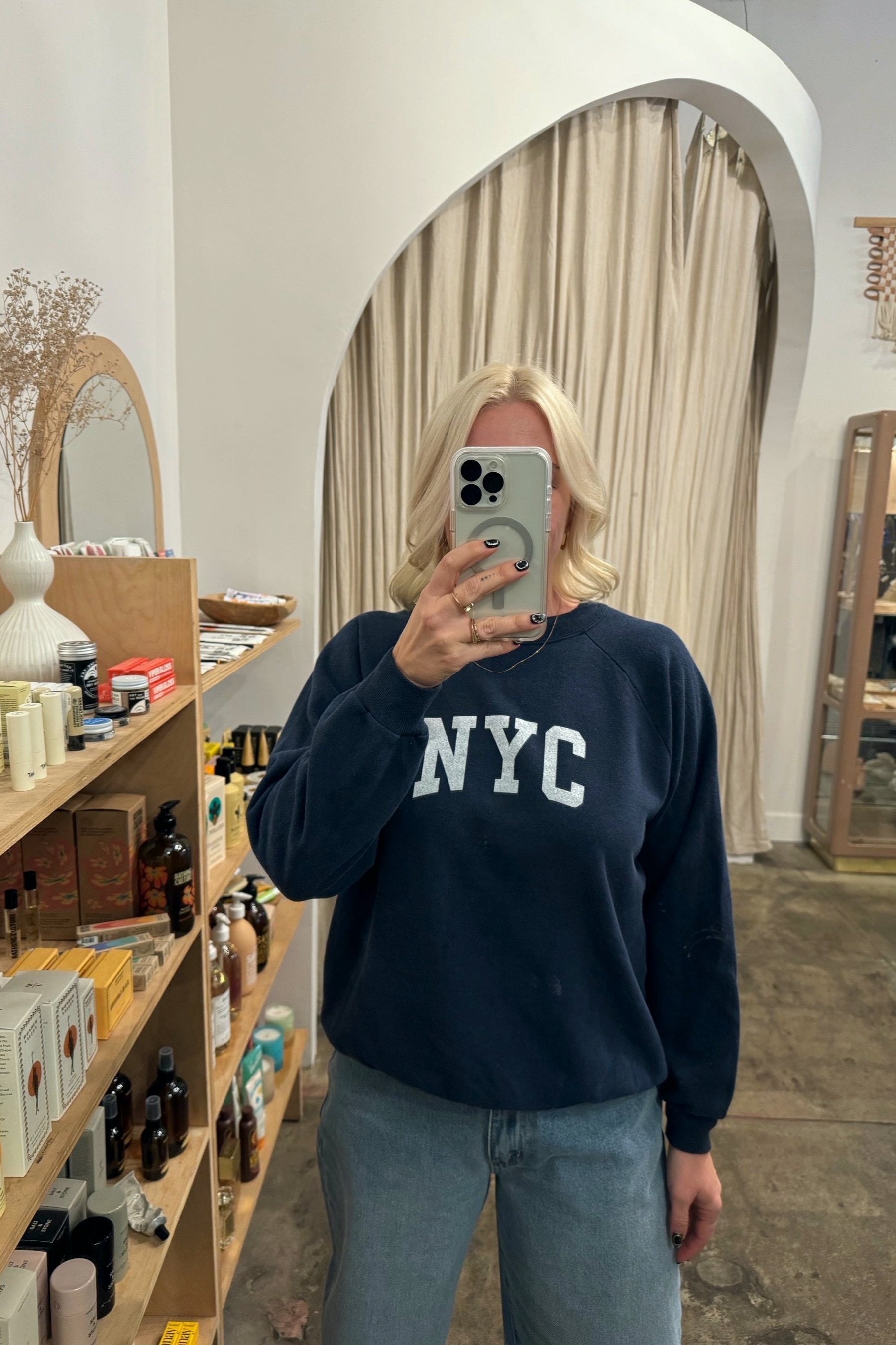 Navy Varsity NYC Sweatshirt 003