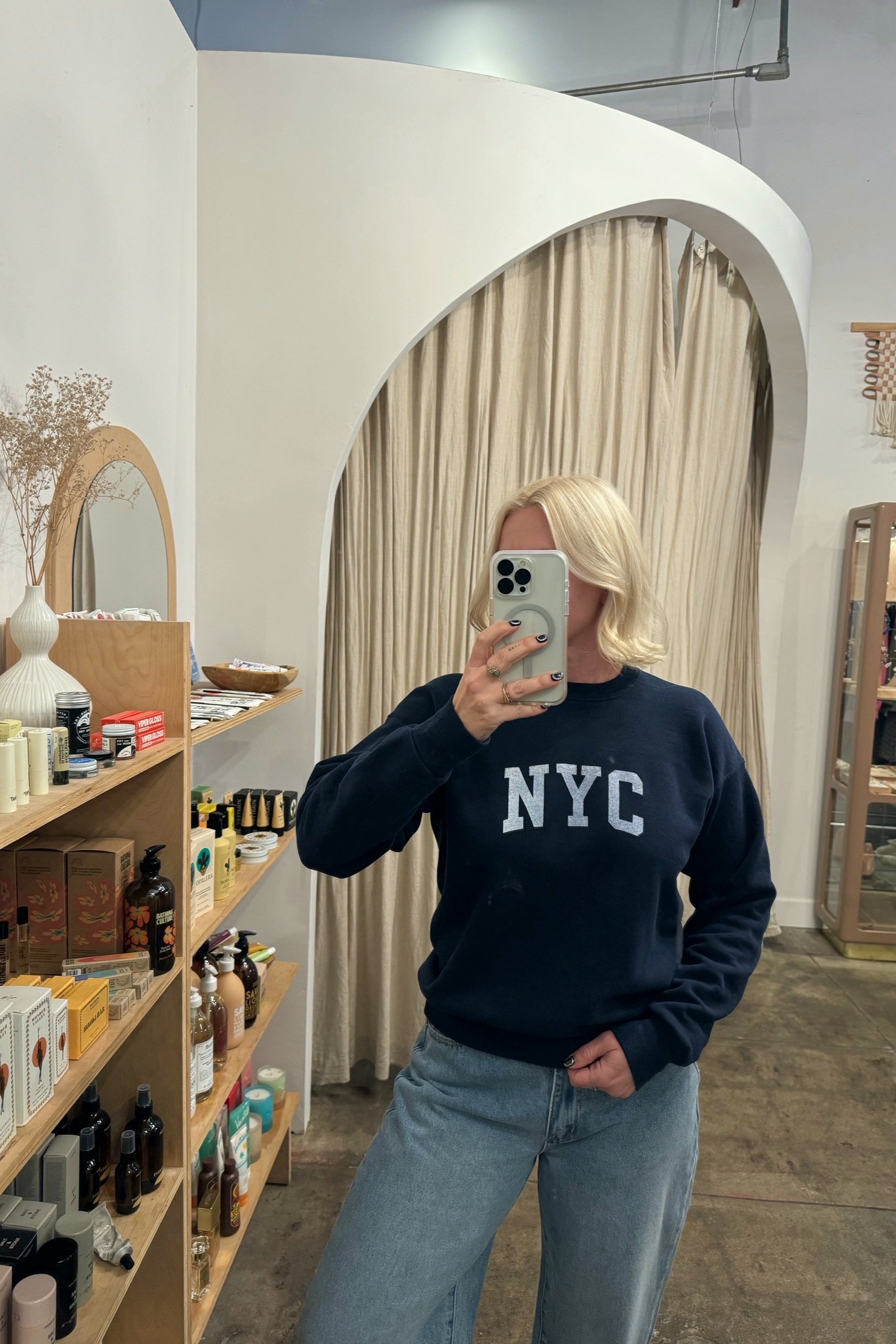 Navy Varsity NYC Sweatshirt 002